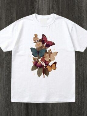 Butterfly Floral Graphic T-Shirt